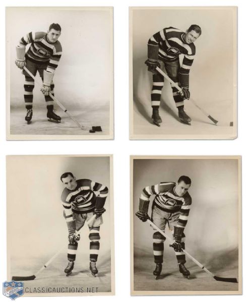 1933-34 Ottawa Senators Final Season Original Photo Collection of 4 Featuring HOFers Ralph "Cooney" Weiland & Syd Howe, Plus Bud Cook & Nick Wasnie