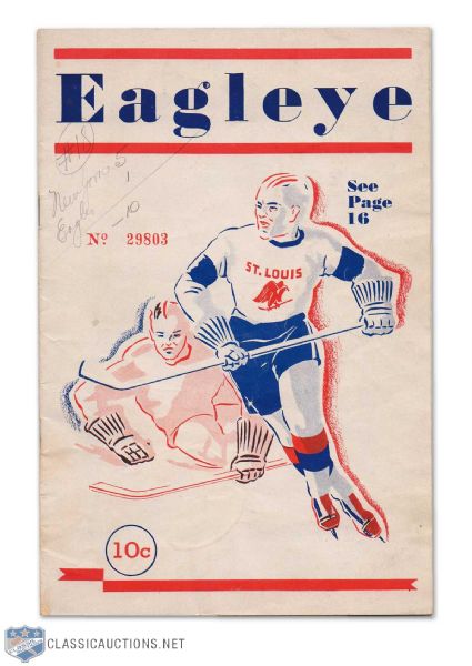 1935 St. Louis Eagles Official NHL Game Program
