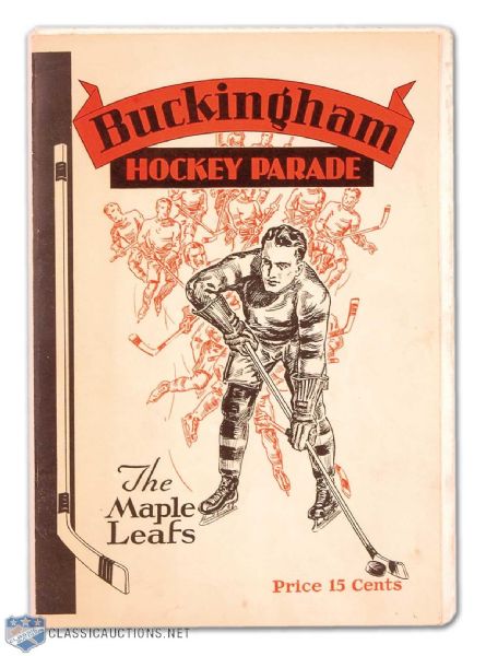 1930s Buckingham Cigarettes Hockey Collection of 2, Including Charlie Conacher Premium Photo and 1934 Toronto Maple Leafs Booklet