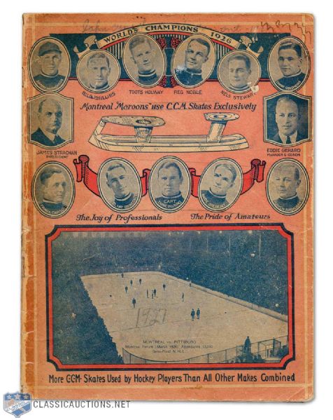 1926 Stanley Cup Champions Montreal Maroons Scribbler