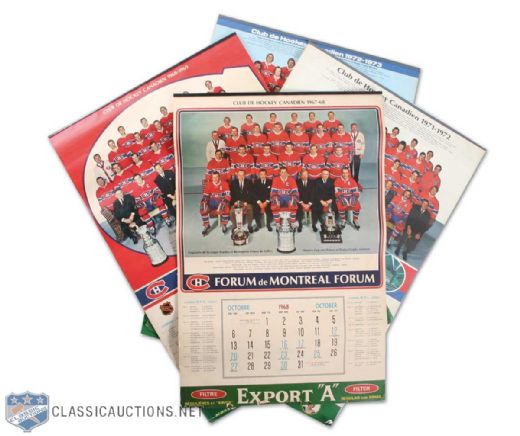 1960s & 1970s Montreal Canadiens Export "A" Calendar Collection of 4 (25" x 17")