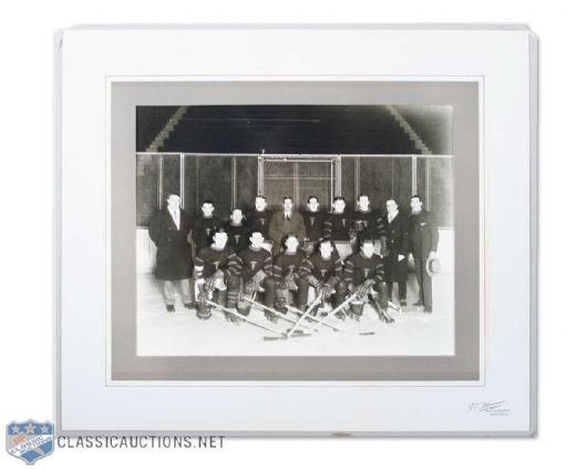 Vintage Hockey & Baseball Team Photo Collection of 2 Featuring HOFers Joe Malone, Max and Doug Bentley and Bert Olmstead