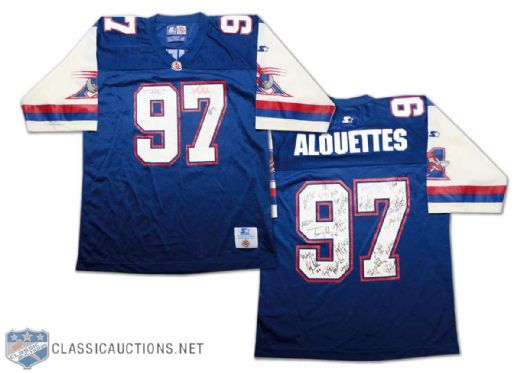 1997 Montreal Alouettes Team Autographed Jersey Signed by 32, Including Mike Pringle and Tracy Ham