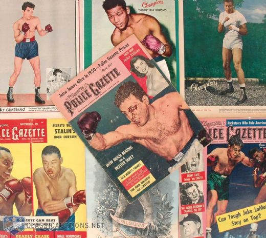 Vintage "Police Gazette" and "The Ring" Magazine Premium Boxing Photo Collection of 158