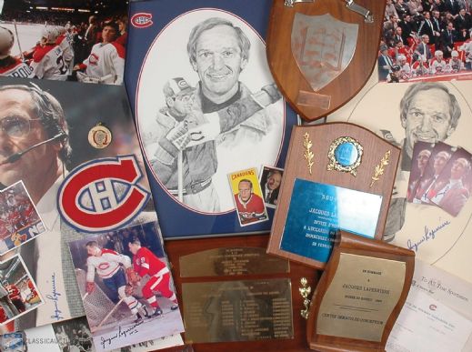 Jacques Laperrieres Original Canadiens Crest and Awards, Honors and Coaching Collection