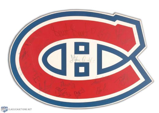 Late-1990s Montreal Canadiens Autographed Lot of 2, Including Team Signed CH Logo