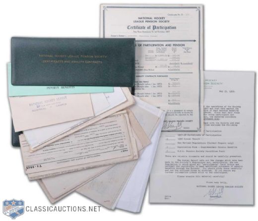 Ted Kennedys NHL Pension Plan Document, Collection of 11