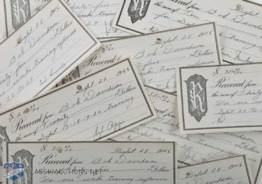 1946 Toronto Maple Leafs Autographed Expense Receipts, Collection of 33