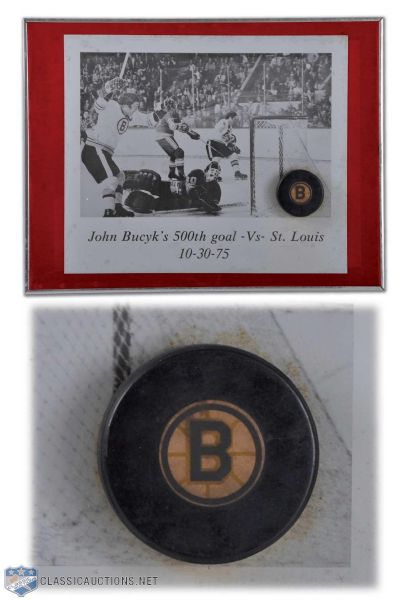 Johnny Bucyks 500th Goal Milestone Puck