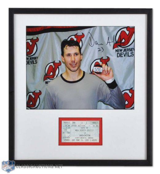 Dave Andreychuks Signed 500th Goal Framed Montage (14" x13") & Andreychuks 617th NHL Goal Puck