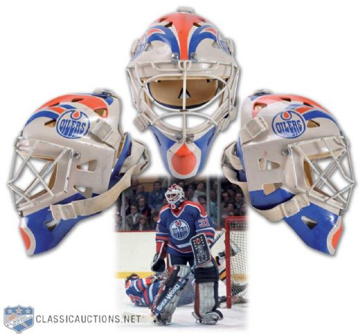 1985-86 Grant Fuhr Edmonton Oilers Game Worn Goalie Mask