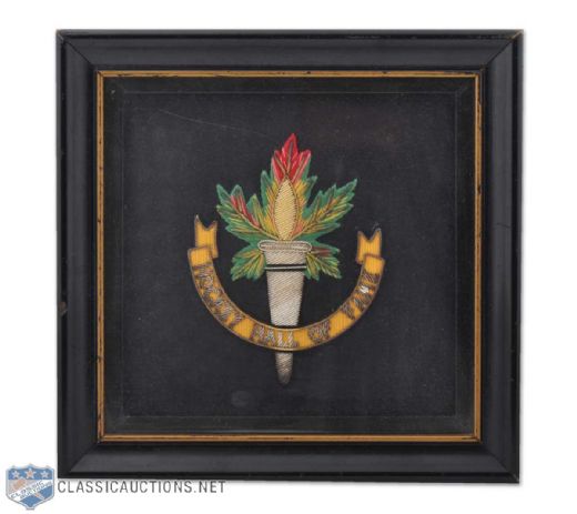 Cy Dennenys Framed Hockey Hall of Fame Induction Crest
