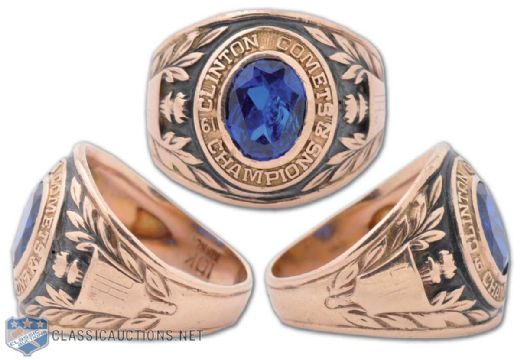 Norm Defelices 1961-62 EHL Clinton Comets Champions Gold Ring