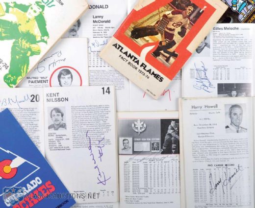 Atlanta Flames, California Golden Seals, Cleveland Barons, Kansas City Scouts & Colorado Rockies Signed Media Guide Collection of 20