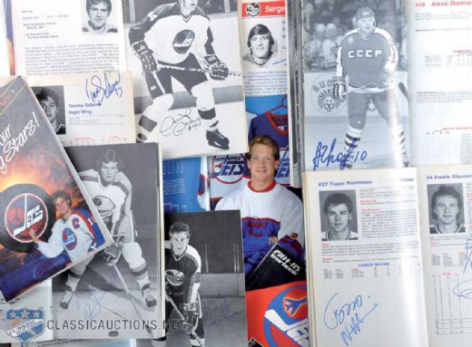 Winnipeg Jets Signed Media Guide Collection of 21 Featuring John Ferguson, Dale Hawerchuk, Teemu Selanne & Keith Tkachuk