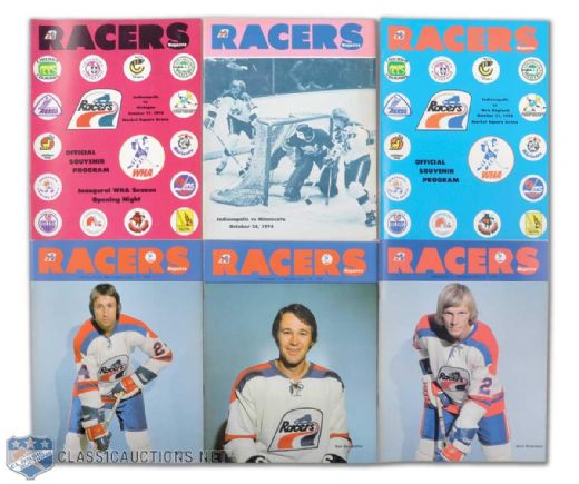 WHA Indianapolis Racers Programs Collection of 103 Including 1974-75 Racers Inaugural Game, Plus Stapleton & Mahovlich Signed Covers