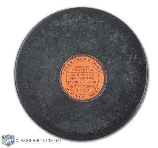 1955-63 Art Ross Tyer Andover Round Logo Puck