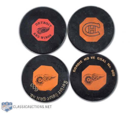 1958-62 Red Wings (3) & Canadiens Art Ross Tyer / CCM Game Pucks