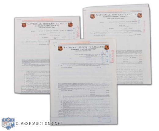 Steven Finn Quebec Nordiques NHL Players Contract Collection of 3
