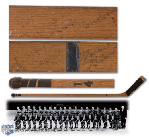 1948-49 Montreal Canadiens Team-Signed Billy Reay Game-Used Stick, Featuring Bill Durnan and Dick Irvin