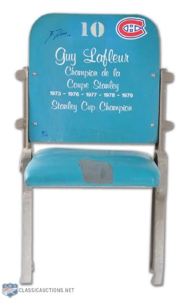 Guy Lafleur Autographed Blue #10 Montreal Forum Single Seat