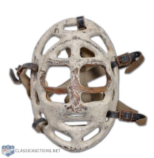 1960s Fibrosport Jacques Plante Painted Pretzel Mask