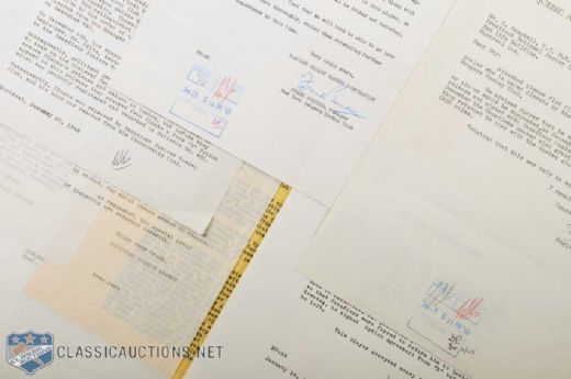 Jacques Plante 1948 New York Rangers Failed Claim Document Collection of 7, Featuring Original Signatues of HOFers Clarence Campbell, Frank Boucher & Frank Dilio