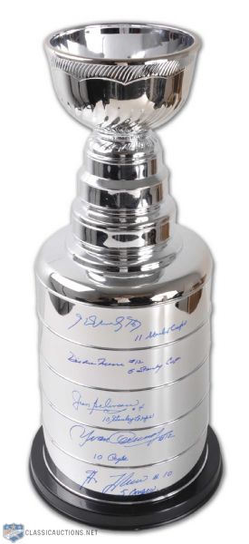 Stanley Cup Replica Autographed by 5 Montreal Canadiens Hall-of-Famers