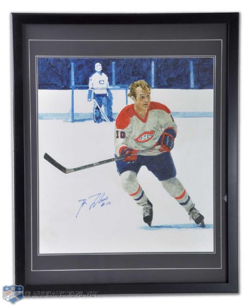 Guy Lafleur Framed Signed Painting (35" x 28")