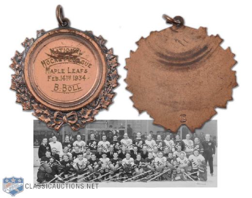 1934 Toronto Maple Leafs Buzz Bolls Ace Bailey Benefit Game Medal