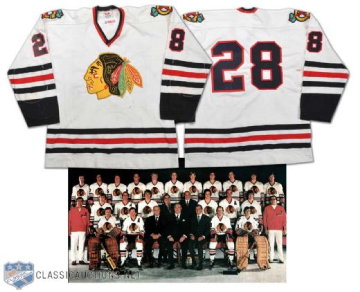 1973-74 Chicago Black Hawks White #28 Game-Worn Jersey