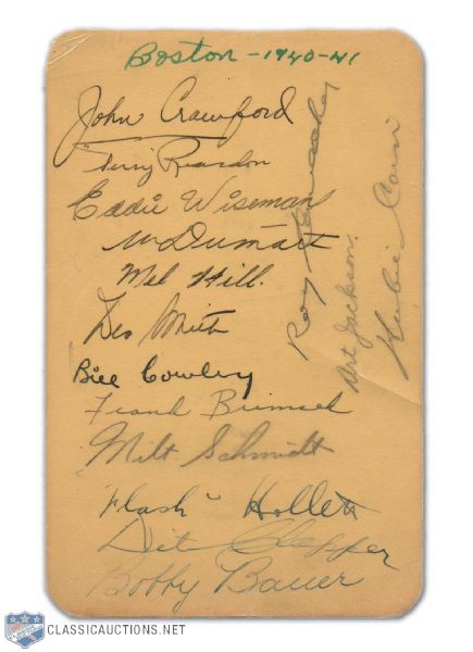 1940-41 Boston Bruins Team-Signed Sheet & 1942 RCAF Flyers Team-Signed Program