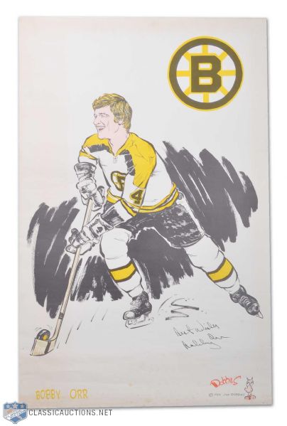 1971 Bobby Orr Autographed Jim Dobbins Poster (35" x 22")