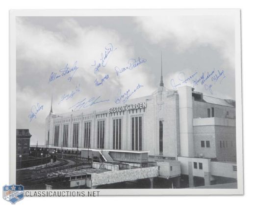 Boston Garden Photo Autographed by 11 Former Bruins