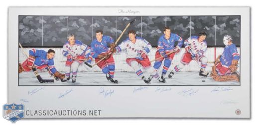 New York Rangers Limited Edition Lithograph Autographed by 7 HOFers
