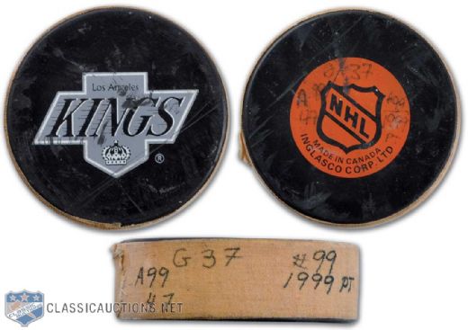 Wayne Gretzky LA Kings 1999th Point Milestone Puck