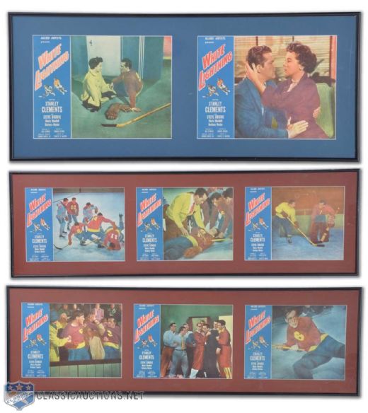 1953 White Lightning Hockey Movie Framed Lobby Cards Collection of 8