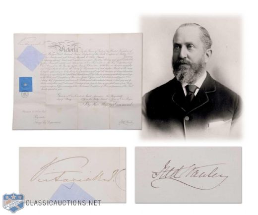 1879 Lord Stanley & Queen Victoria Signed Military Commission Document