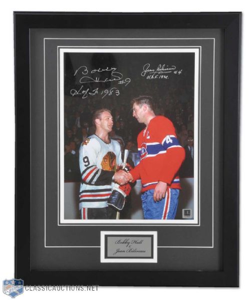 Jean Beliveau & Bobby Hull Autographed Framed Photo Display (22" x 18")