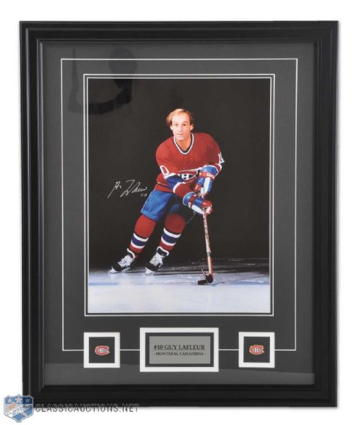 Guy Lafleur Autographed Framed Photo Display (22" x 18")