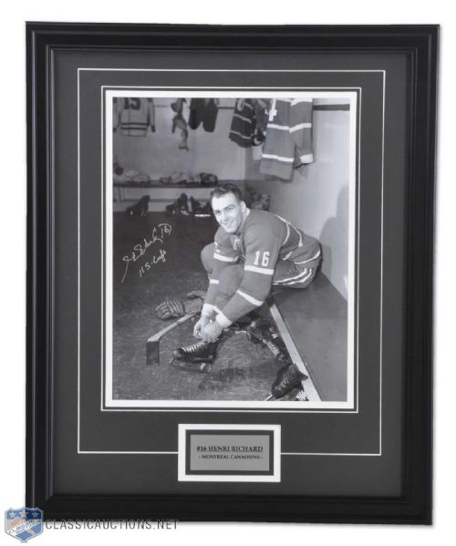 Henri Richard Autographed Framed Photo Display (22" x 18")