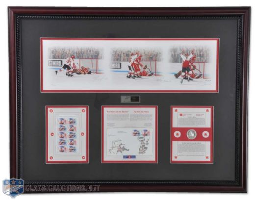 1972 Canada-Russia Series "History Unfolds" Framed Montage Signed by Tretiak & Henderson