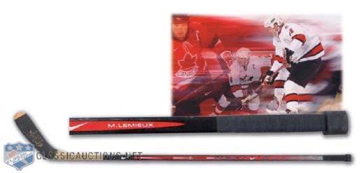 Mario Lemieuxs 2002 Salt Lake City Olympics Signed Game-Used Nike Stick