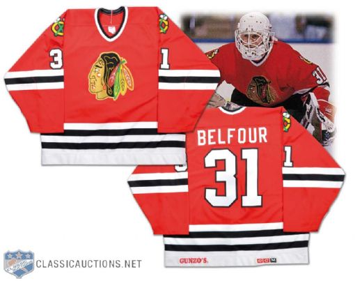 1988-89 Ed Belfour Game-Worn Chicago Black Hawks Rookie Jersey