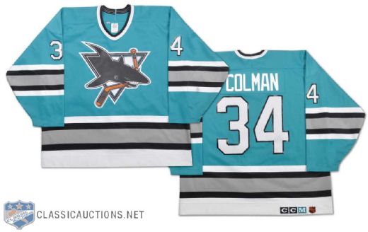 1991-92 Mike Colman San Jose Sharks 1st Year Game-Worn Jersey