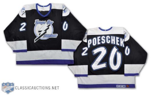 1994-96 Rudy Poeschek Tampa Bay Lightning Game-Worn Jersey