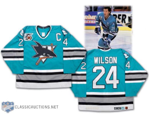 1991-92 Doug Wilson San Jose Sharks 1st Year Game-Worn Jersey