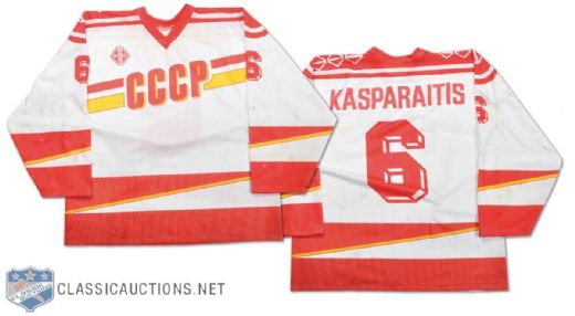 1991 Darius Kasparaitis CCCP Game-Worn Jersey