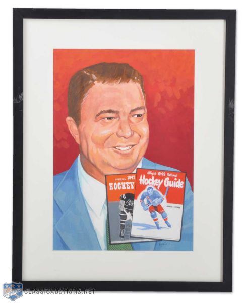 Jim Hendy Hockey Hall of Fame Framed Original Artwork by Carleton "Mac" McDiarmid (21" x 16 1/2")