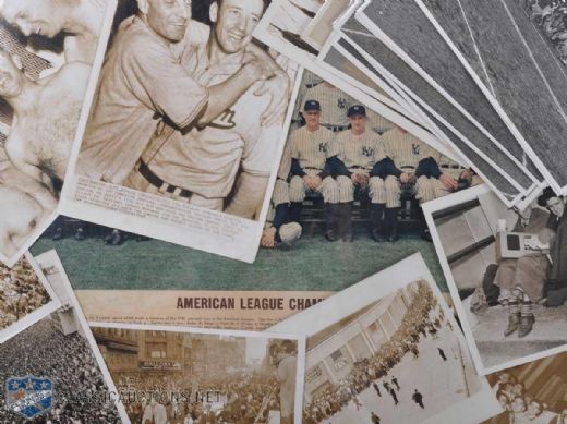1941 World Series Brooklyn Dodgers vs. New York Yankees Photo Collection of 9, Plus 12 1940s Sports Photos Including McGill University Football